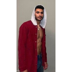 Street Wear Red Button Up Hoodie